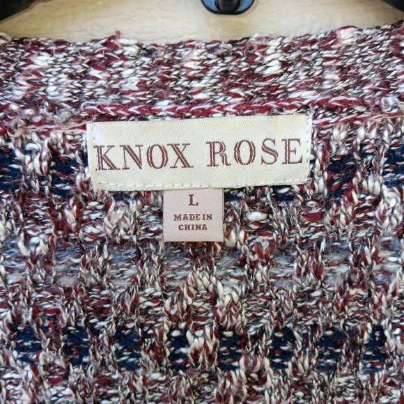 Knox Rose Cardigan Open front sweater womens size large Marled Purple Black Knit - Picture 4 of 5